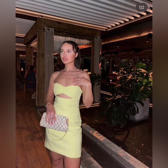 Zara mini lemon yellow sleeveless bodycon cut out evening summer dress - Picture 15 of 15